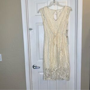 JUNE & HUDSON IVORY HI LOW SLEEVELESS LACE DRESS Size Medium